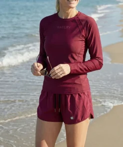 Sale Watery UV-trøje til damer - Remington Langærmet Rashguard - Mørkerød
