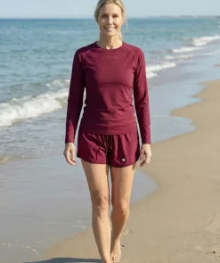 Sale Watery UV-trøje til damer - Remington Langærmet Rashguard - Mørkerød