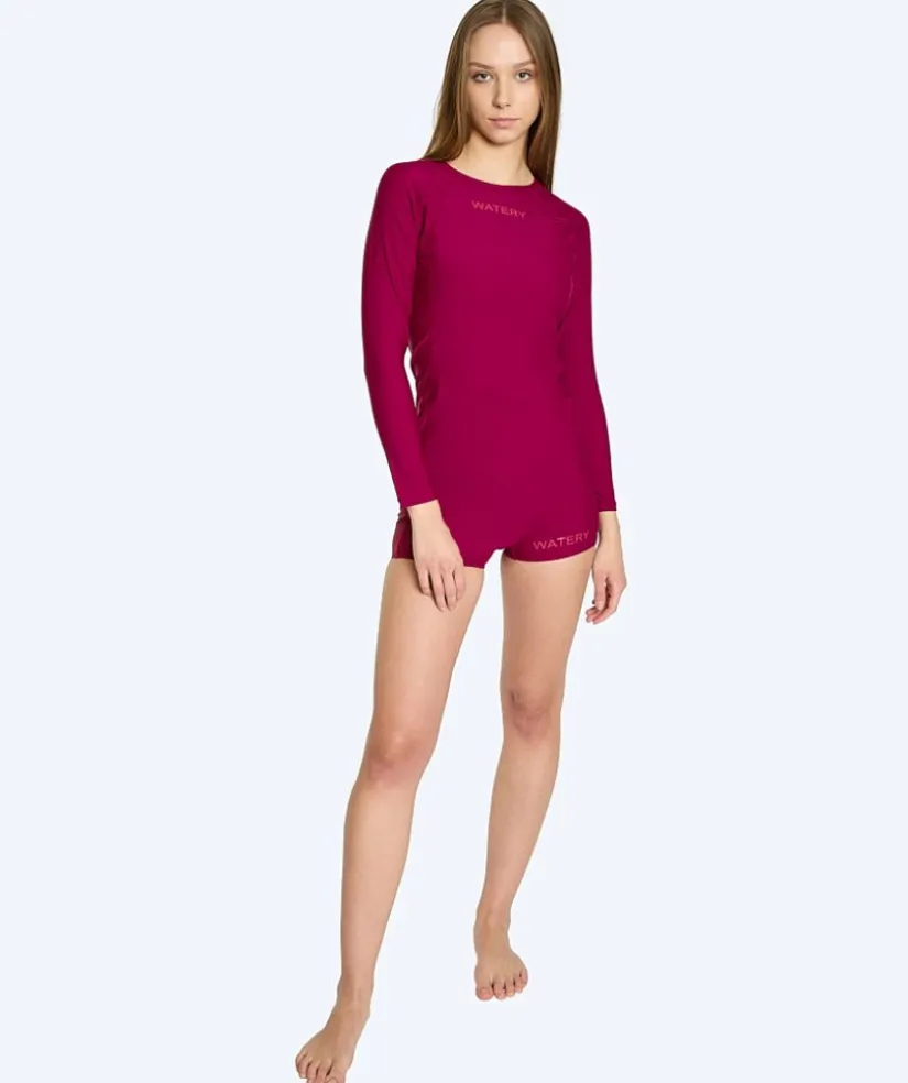 Sale Watery UV-trøje til damer - Remington Langærmet Rashguard - Mørkerød