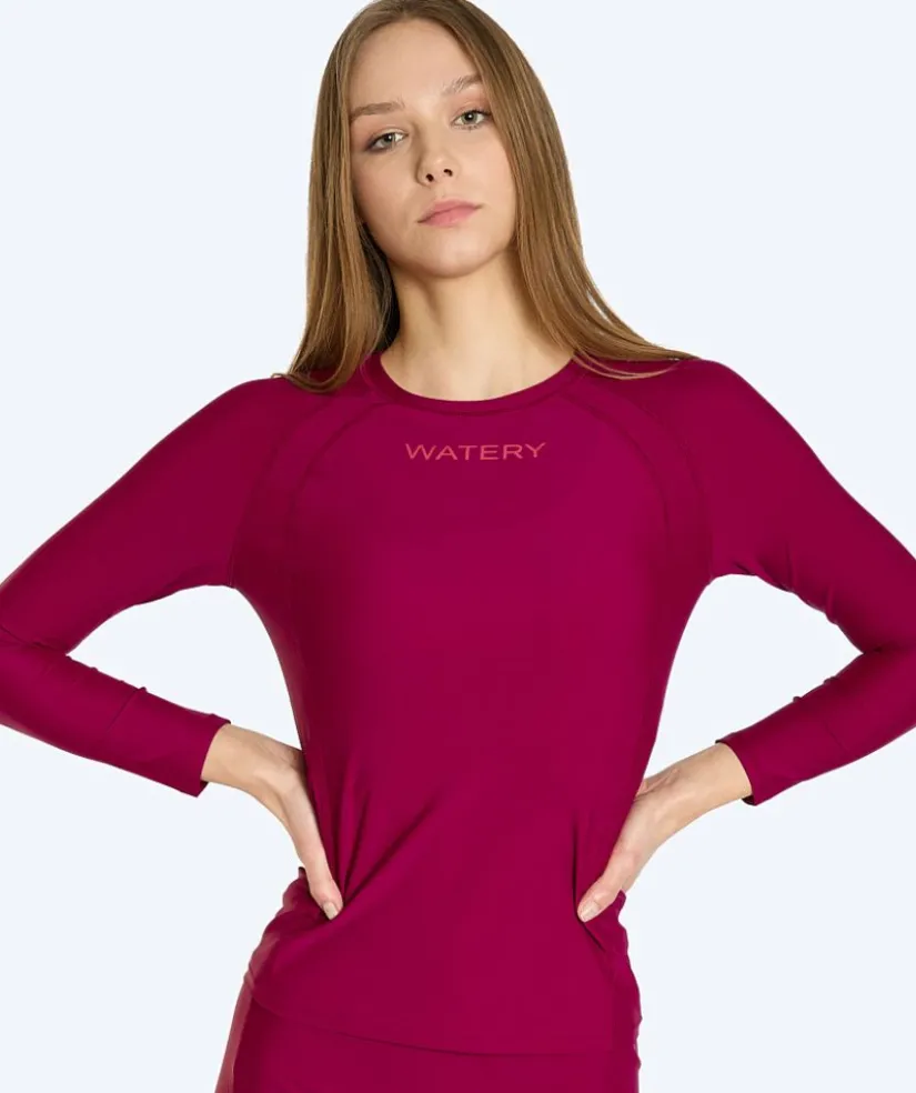 Sale Watery UV-trøje til damer - Remington Langærmet Rashguard - Mørkerød