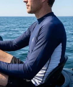 Hot Watery UV-trøje til mænd - Talcott Langærmet Rashguard - Mørkeblå/hvid