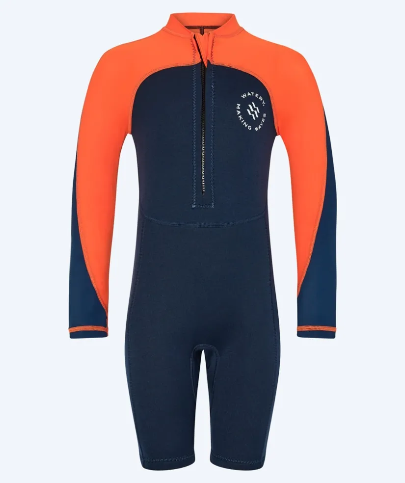 Watery UV våddragt til børn - Calypso Langærmet - Orange/blå