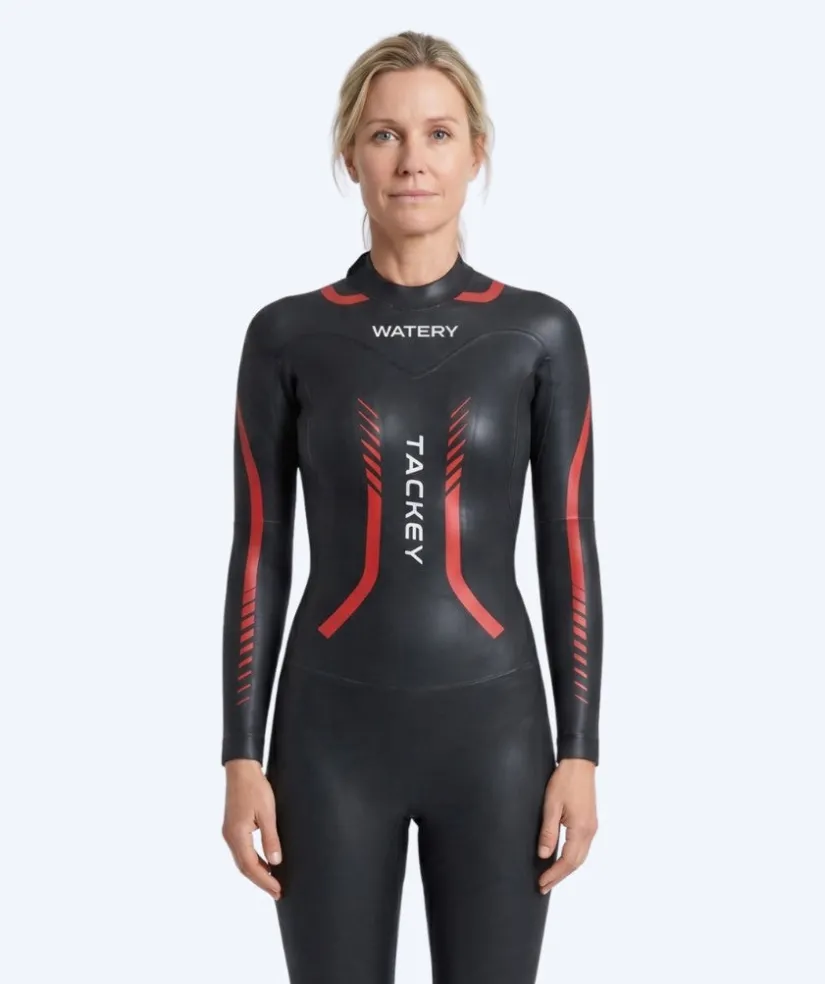 Clearance Watery våddragt til damer - Tackey Elite - Sort/rød