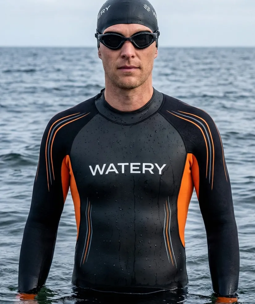 Watery våddragt til mænd - Reptile Core - Sort/orange