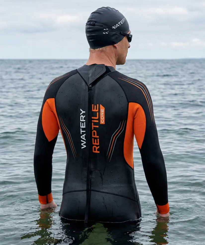 Watery våddragt til mænd - Reptile Core - Sort/orange