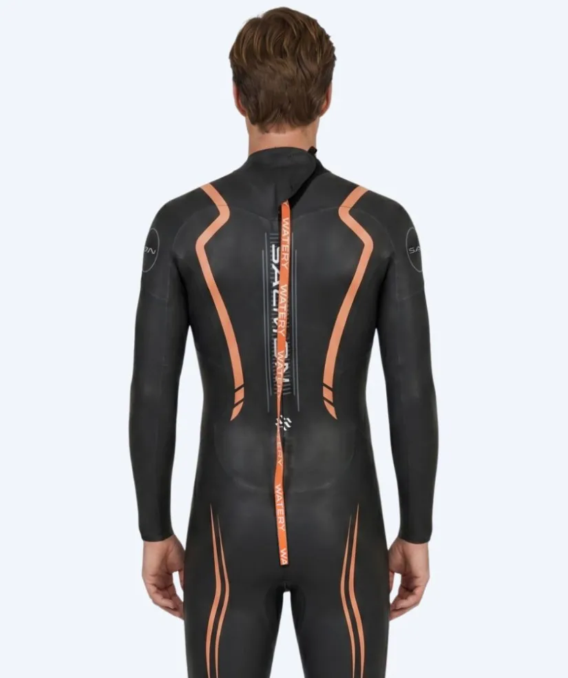 New Watery våddragt til mænd - Salmon Glide - Sort/orange