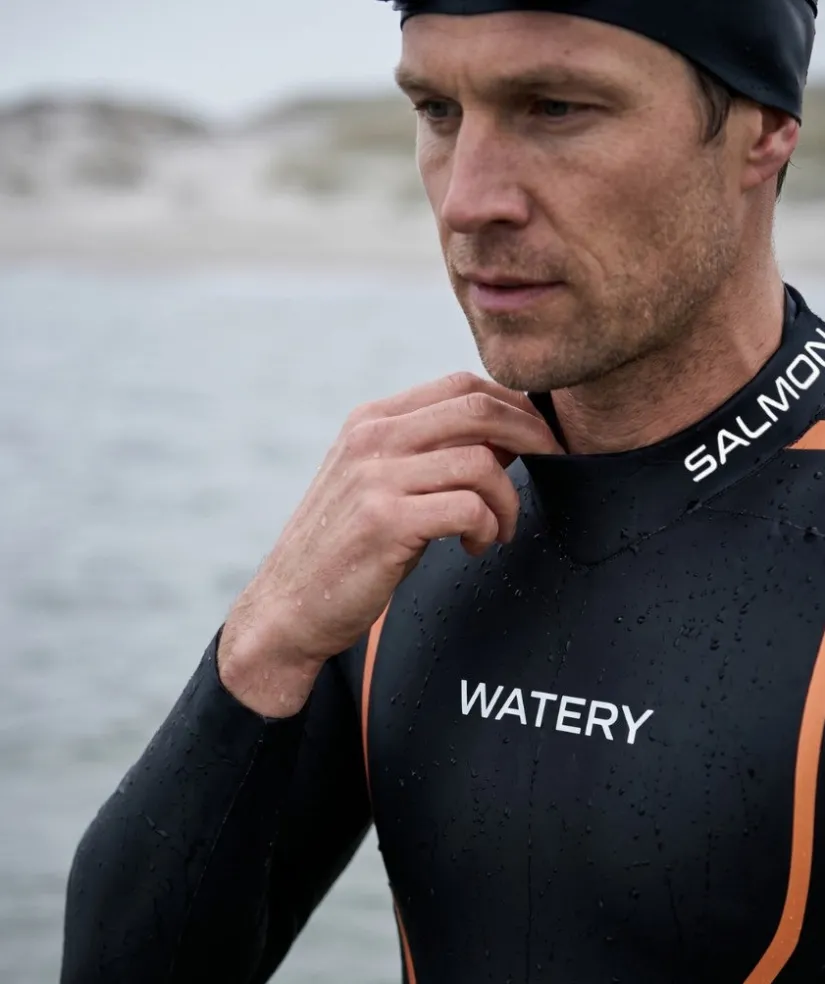New Watery våddragt til mænd - Salmon Glide - Sort/orange