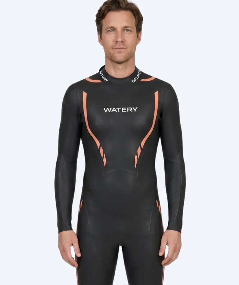 New Watery våddragt til mænd - Salmon Glide - Sort/orange